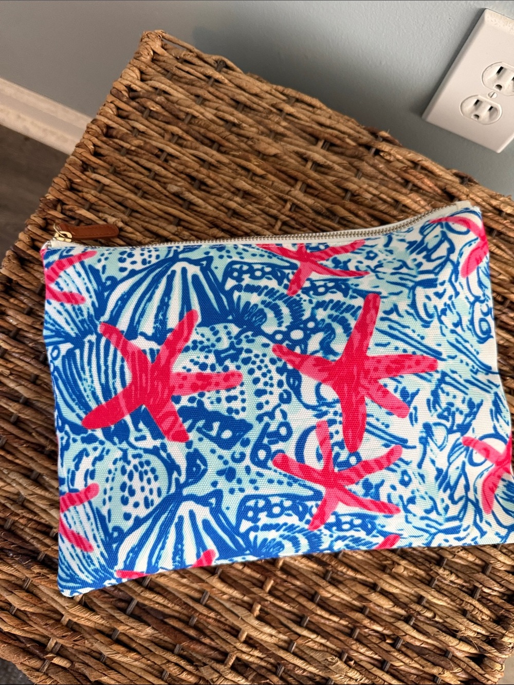 Lilly Pulitzer Blue and Pink Starfish Cosmetic Pouch
